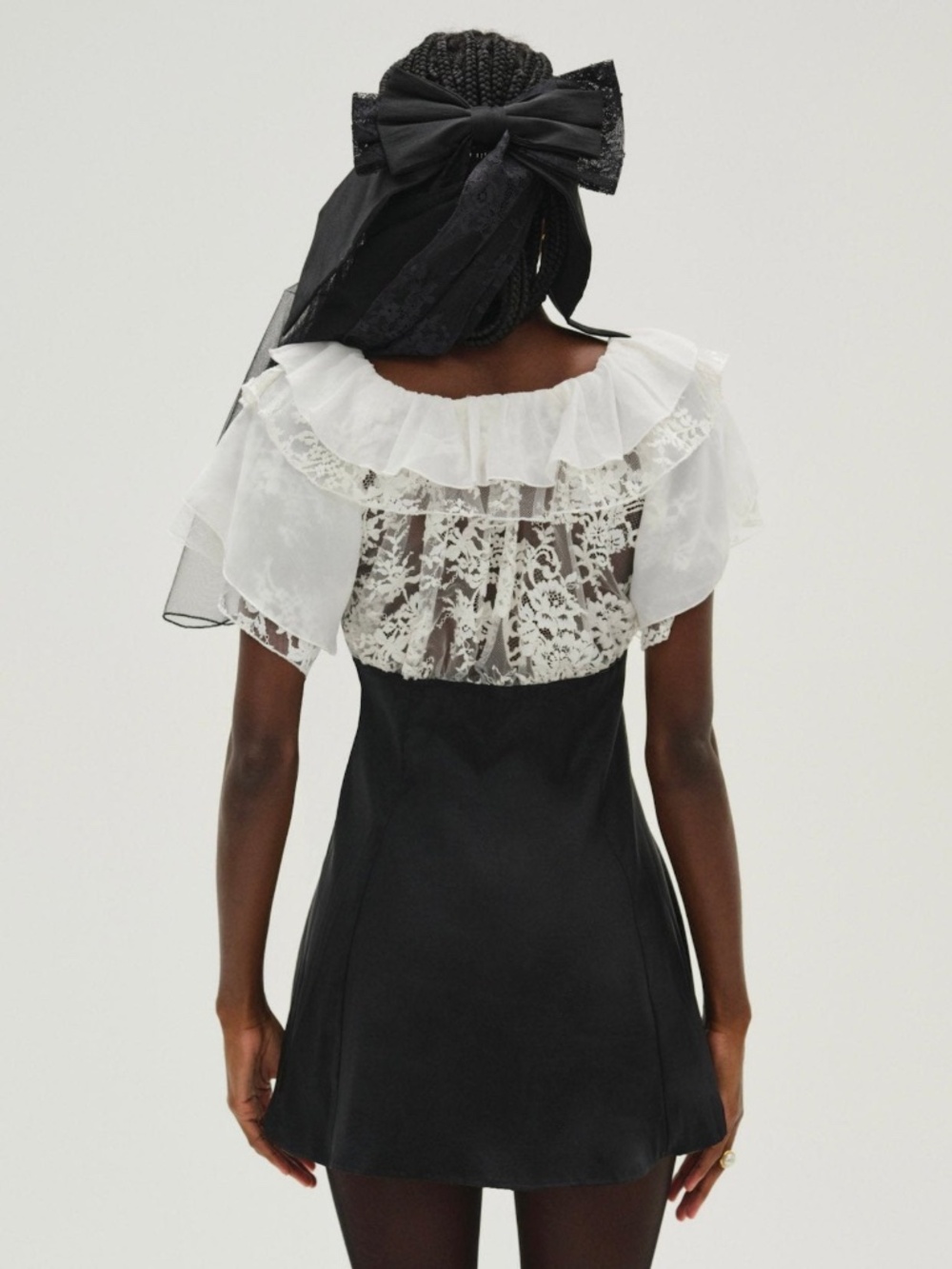 For Love & Lemons Holiday Lace Mini Dress S / White - Picture 2 of 3